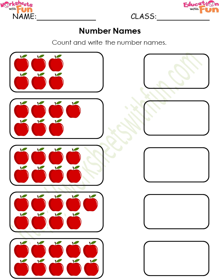 Worksheet For Number Names 1 To 10